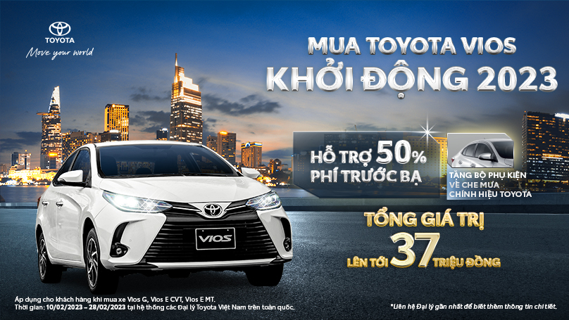 khởi động mua Toyota Vios hỗ trợ 50% phí trước bạ tại Toyota Mỹ Đình